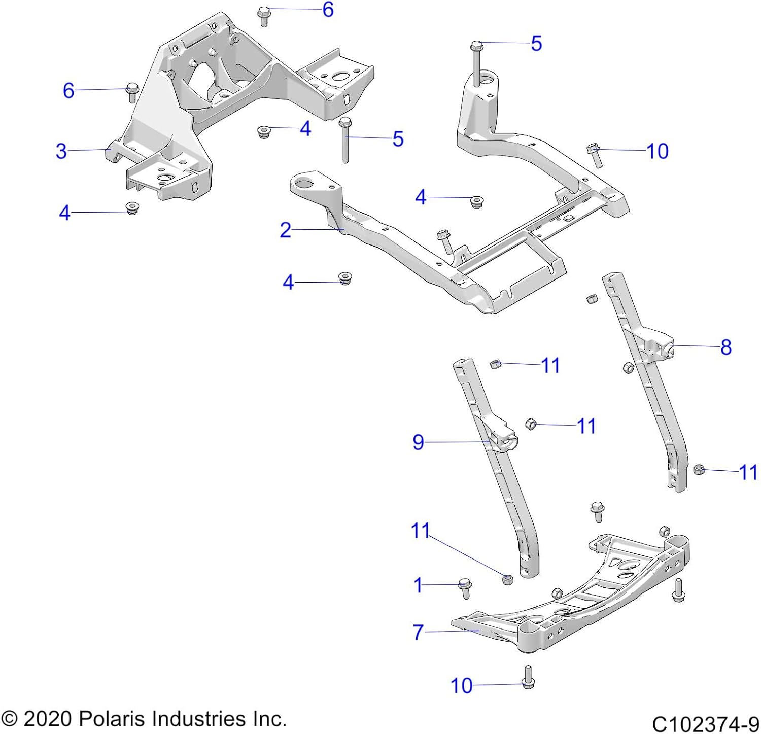 Polaris Rack Support, Front, Right, for Specific Sportsman ATV Scrambler Models, Genuine OEM - Part 5632714