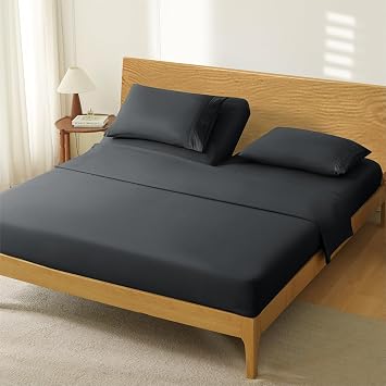 Manyshofu Black Split Head King Sheet Sets, 4 Piece Adjustable CK | 1800 Thread Count Brushed Microfiber, 34-Inch Split Stays Secure, 16-Inch Deep Pocket Elastic Grip, Machine Wash No Iron