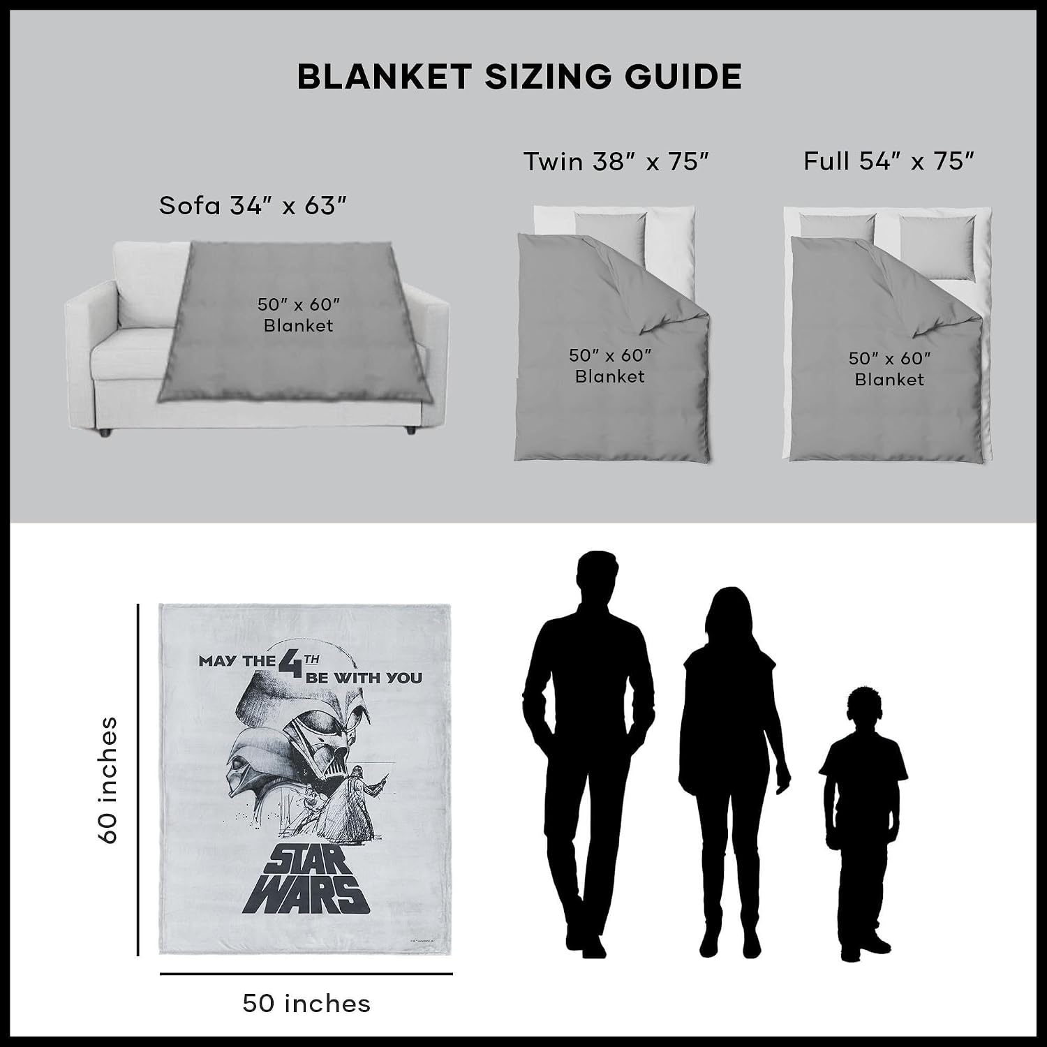 NORTHWEST Star Wars Silk Touch Sherpa Throw Blanket, 50" x 60", Vader's Force