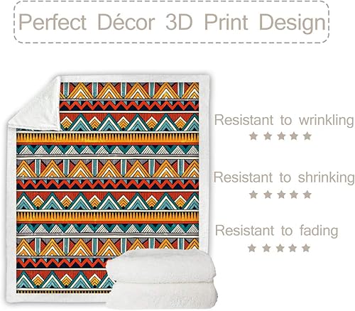 Miniatura 9 de Sleepwish Manta tribal de vellón azteca, manta triangular de felpa en blanco y negro, manta geométrica de sherpa para sofá, cama (50 x 60 pulgadas)