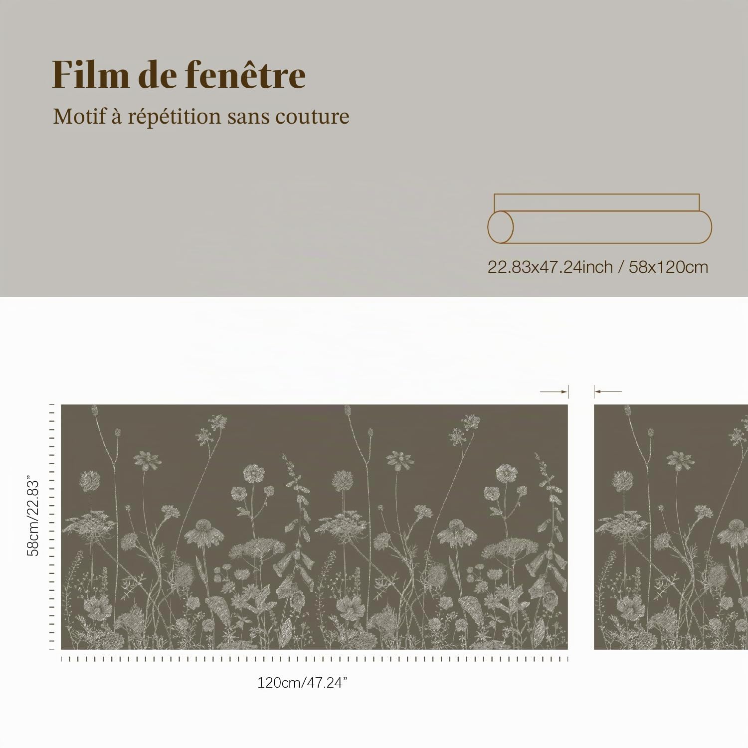 funlife botanique Verre dépoli Films pour fenêtre, Transparent Chardon Marguerite Fleur Sauvage Film pour fenetre, décoratif Double Face Convient pour Les Salons, Chambre à Coucher, Bureau 120X58CM