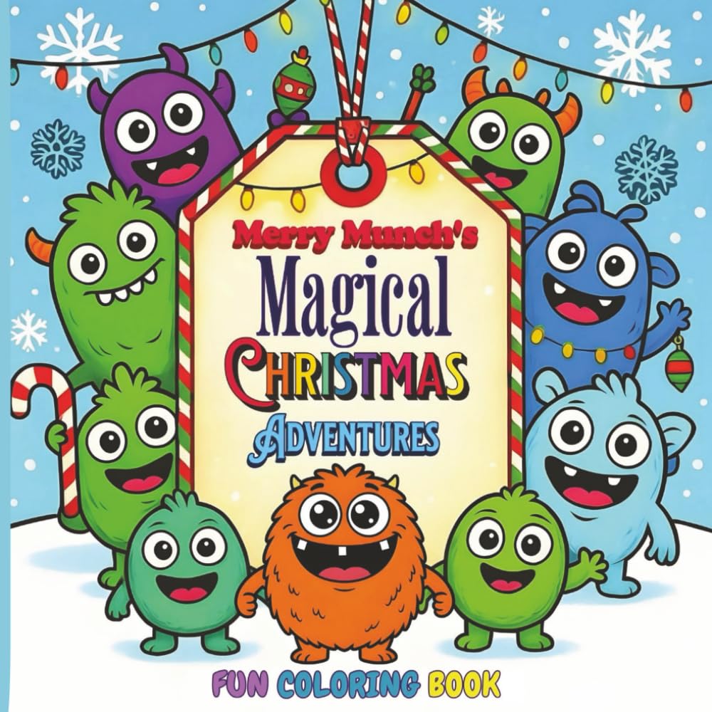 Merry Munch's Magical Christmas Adventure: A Holiday Coloring Book for Kids with Cute Monster Friends, Snowy Fun, and Magical Scenes