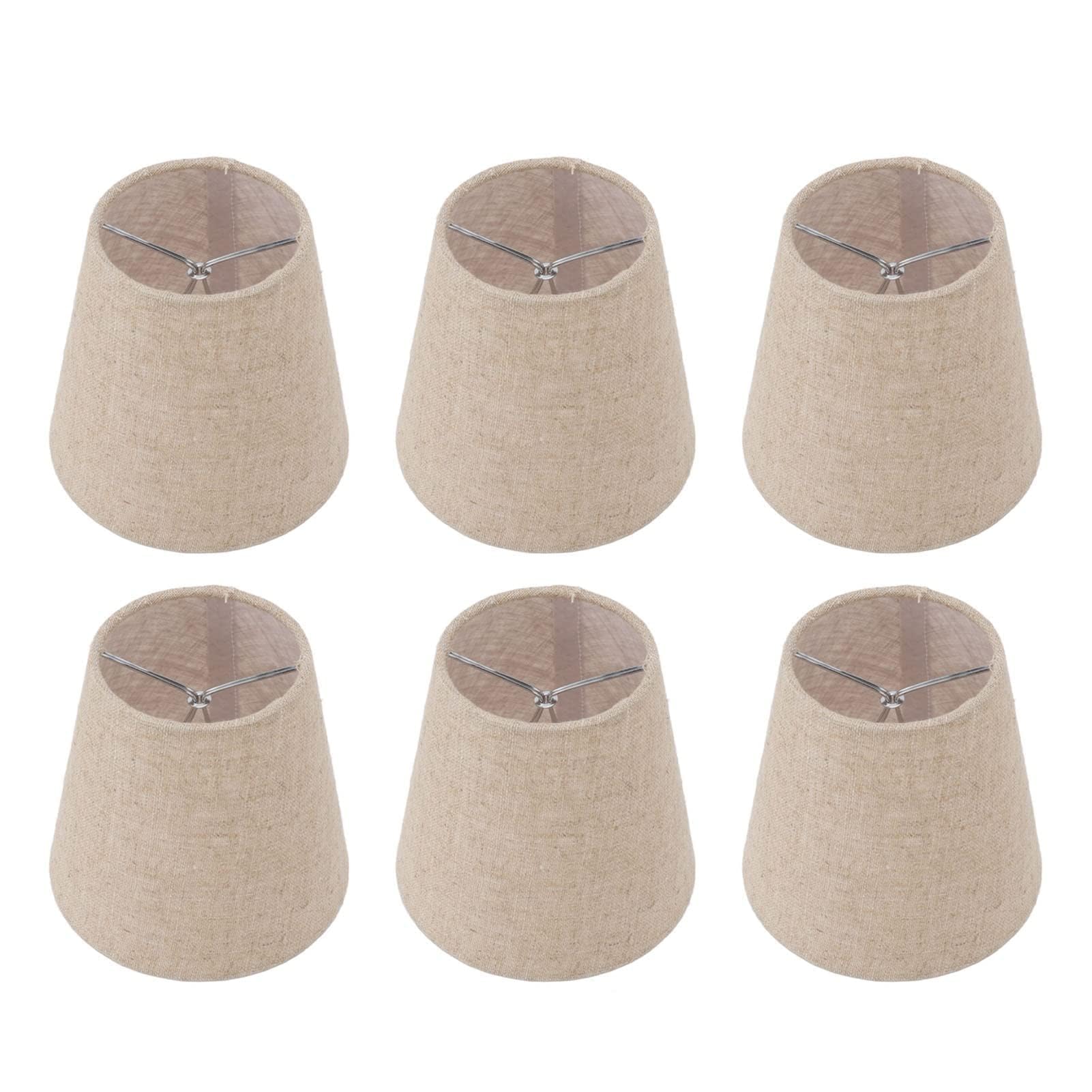 Petit Abat-jour Ensemble De 6, Abat-jour De Lustre En Lin Clip Sur Abat-jour, 3,7 X 5,5 X 5,1 Pouces