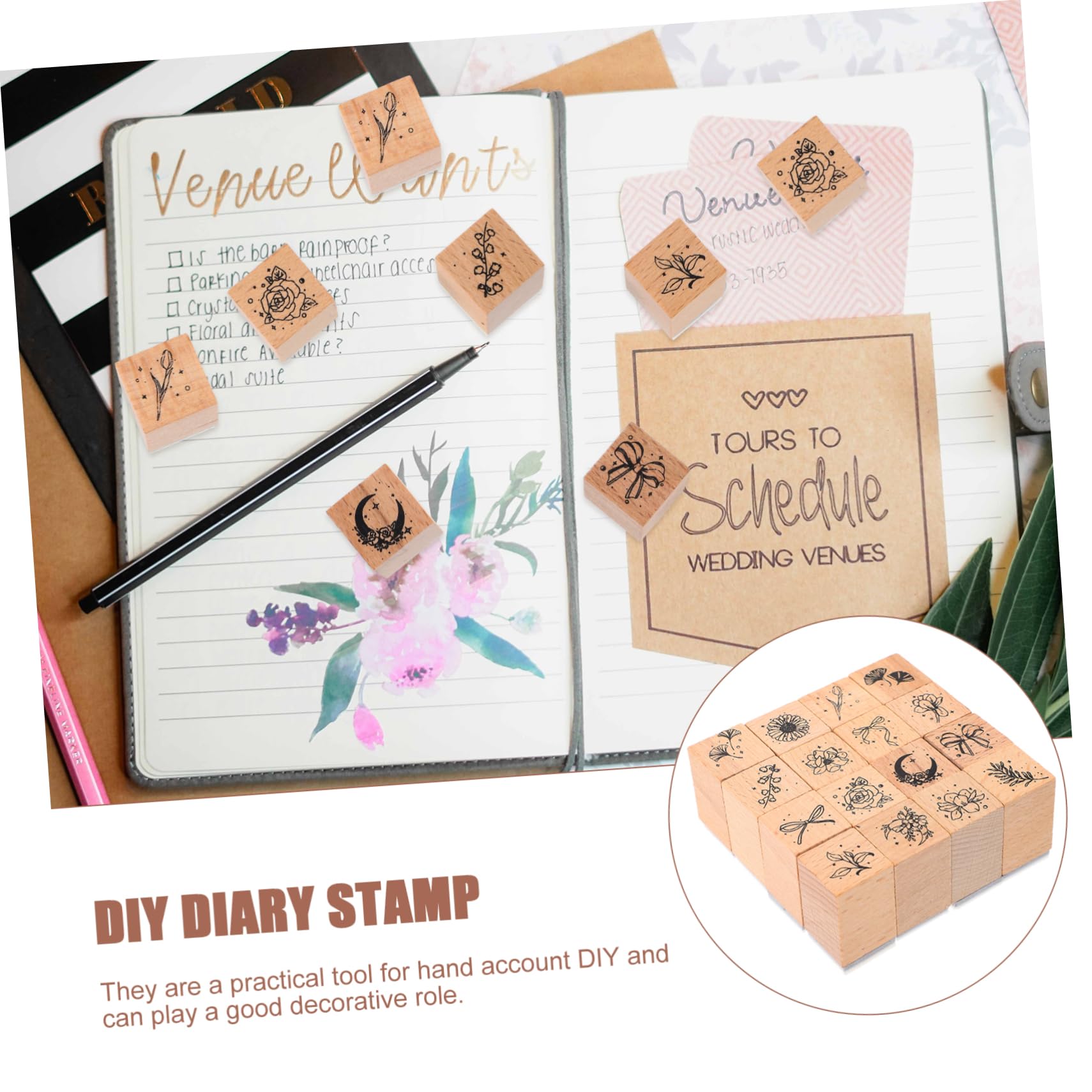 jojofuny 4 Set Timbri per Fiori Timbri Trasparenti Etichette Blocchi Decorativi per per per Scrapbooking per Lavoretti per Libri 16 Pezzi * 4