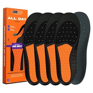 Sneakare All Day Comfort Insoles for Men & Women | Wave Cushion Arch Support Inserts | Anti-Fatigue, Odorless, Trim-to-Fit Shoe Insoles for Work, Walking & Daily Wear 4 Pairs (Large - UK7 to UK11.5)