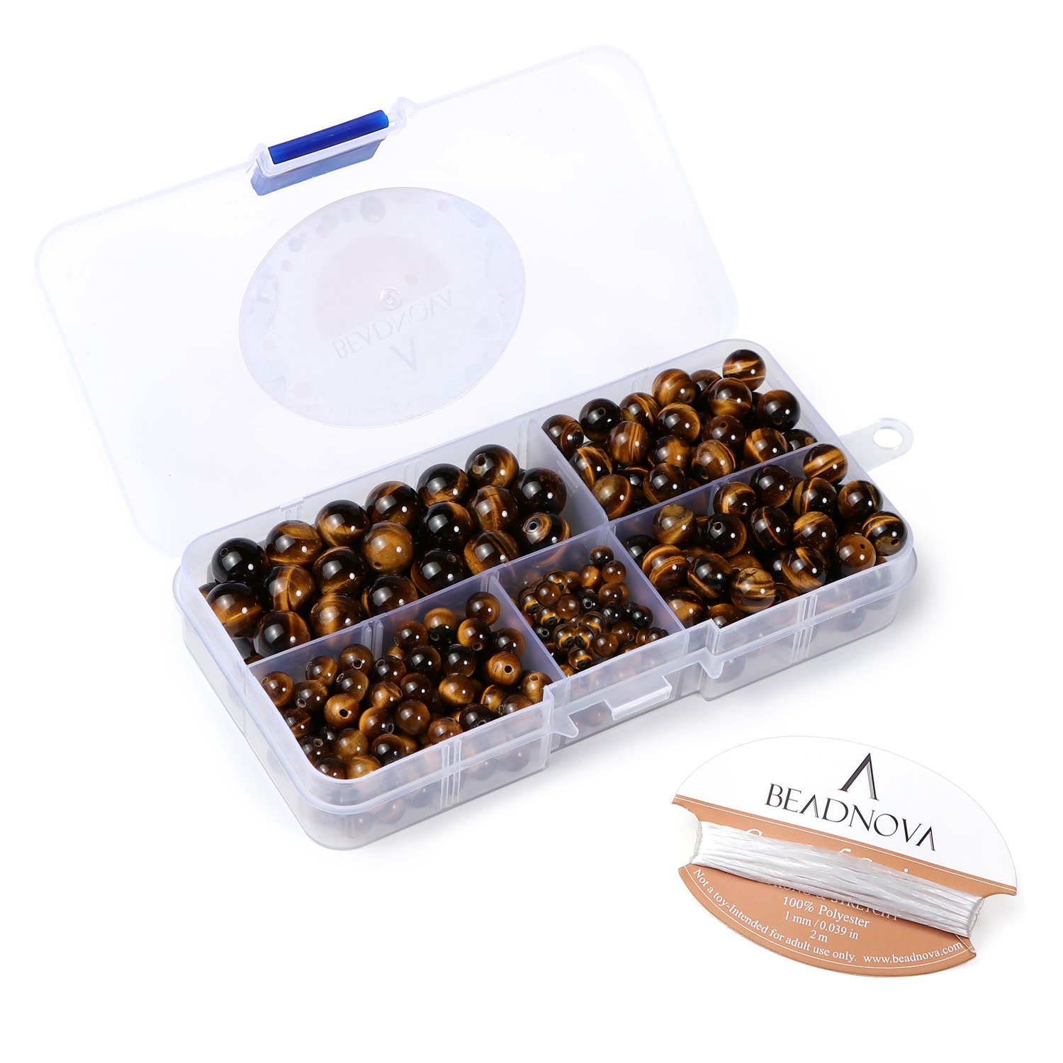 BEADNOVA 4-10mm Yellow Tiger Eye Round Beads for Jewelry Making (340pcs)