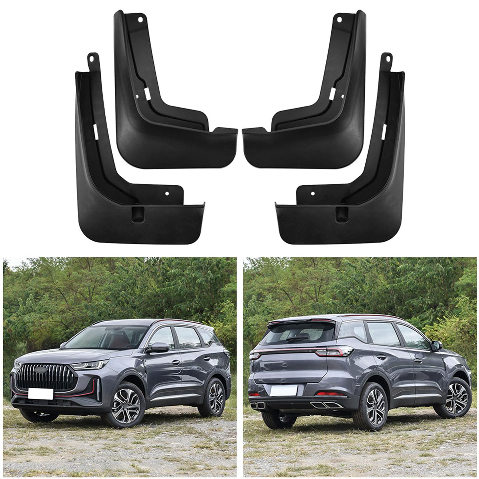 Guardabarros de Ajuste Personalizado compatibles con Chery Tiggo 7 Plus 2023-2024, Protectores contra Salpicaduras, Guardabarros Flexibles de TPE para automóviles.
