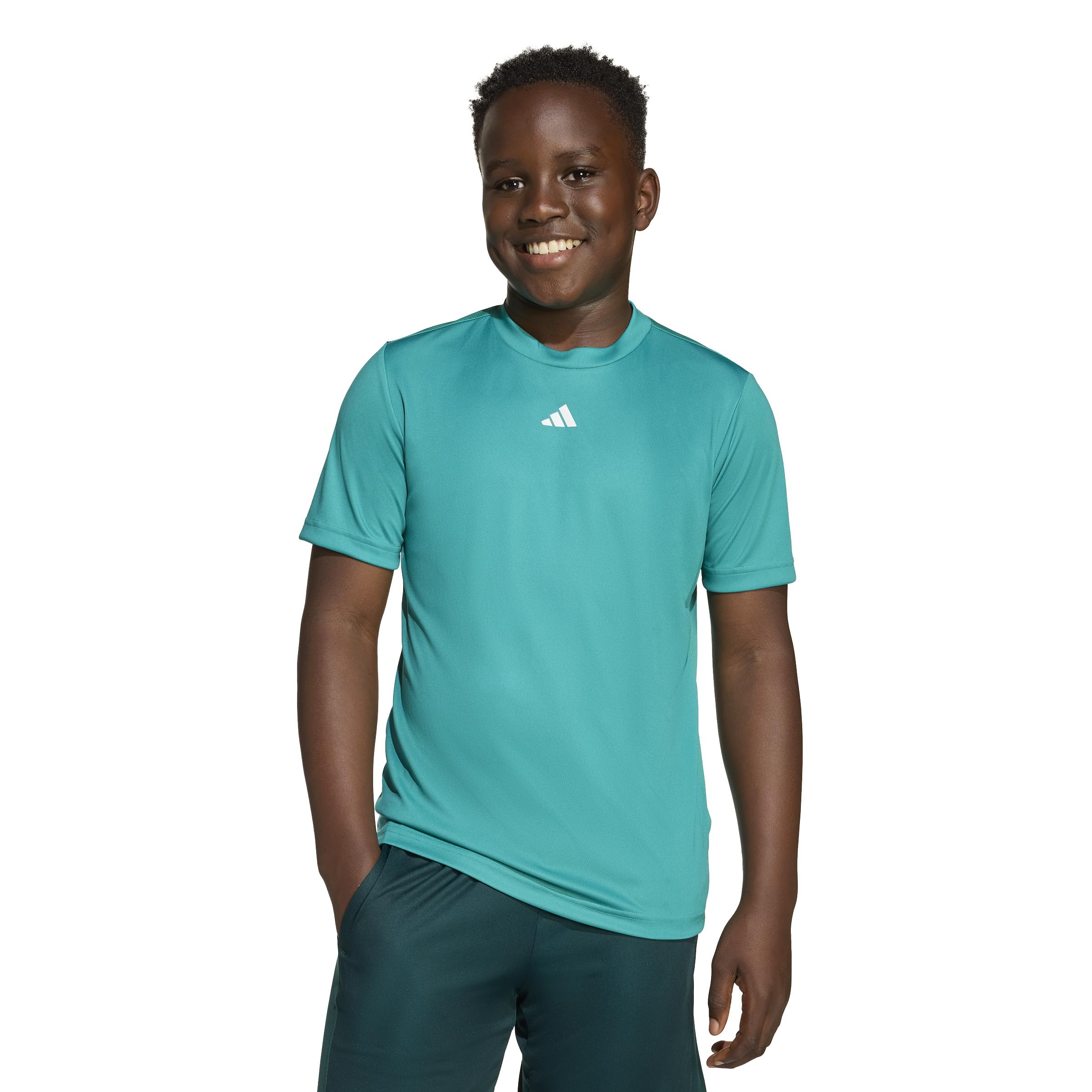 adidas Uniseks - dzieci Train Essentials Logo Regular Fit T-Shirt Junior, Pure Teal/White, 13-14 Years