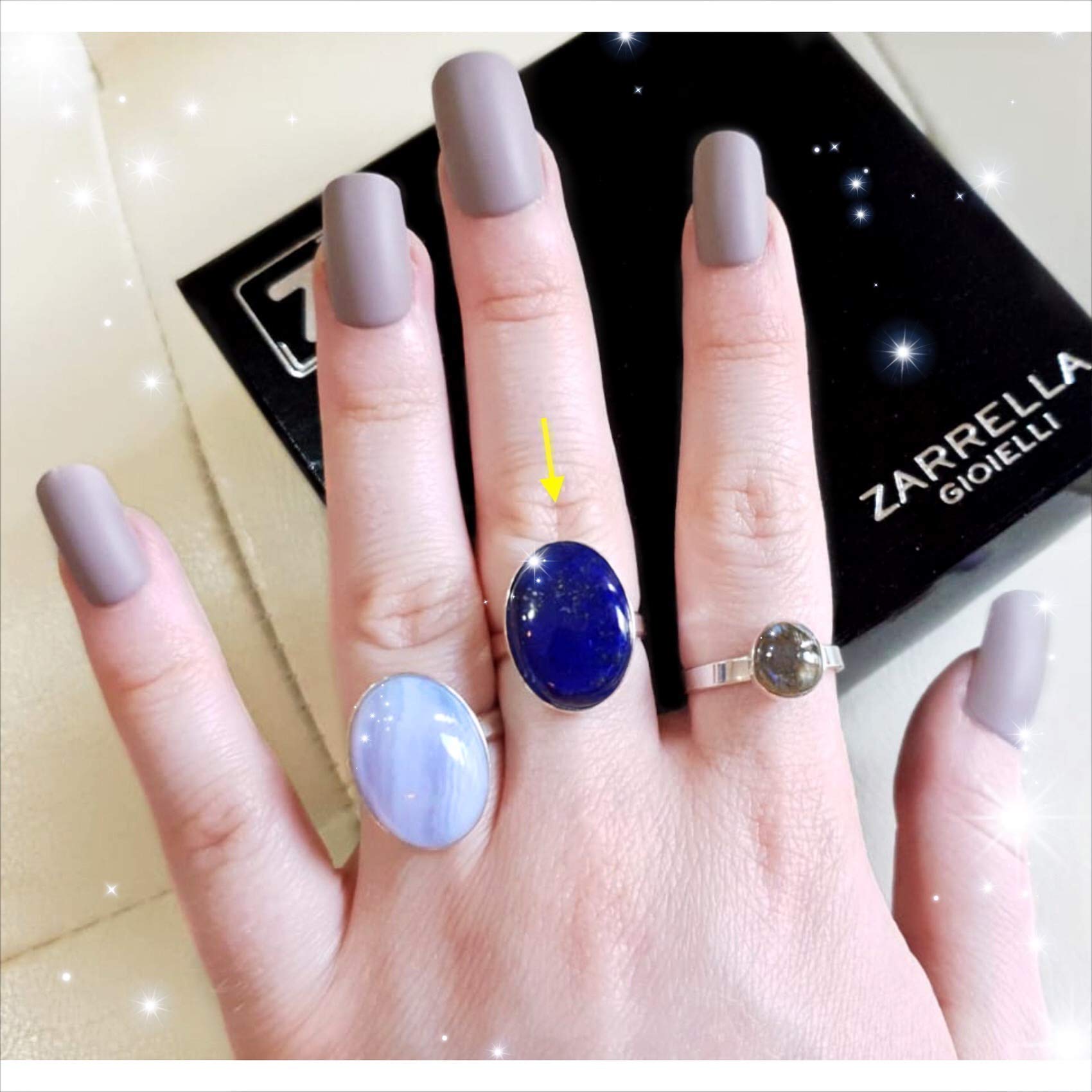 Anillo de Plata 925 con Lapislázuli (Piedra Natural) 18x13mm- Disponible Anillo Ajustable y Fijo, Tamaño de XS a XXXL, para Hombre, para Mujer - Caja Regalo Gratis