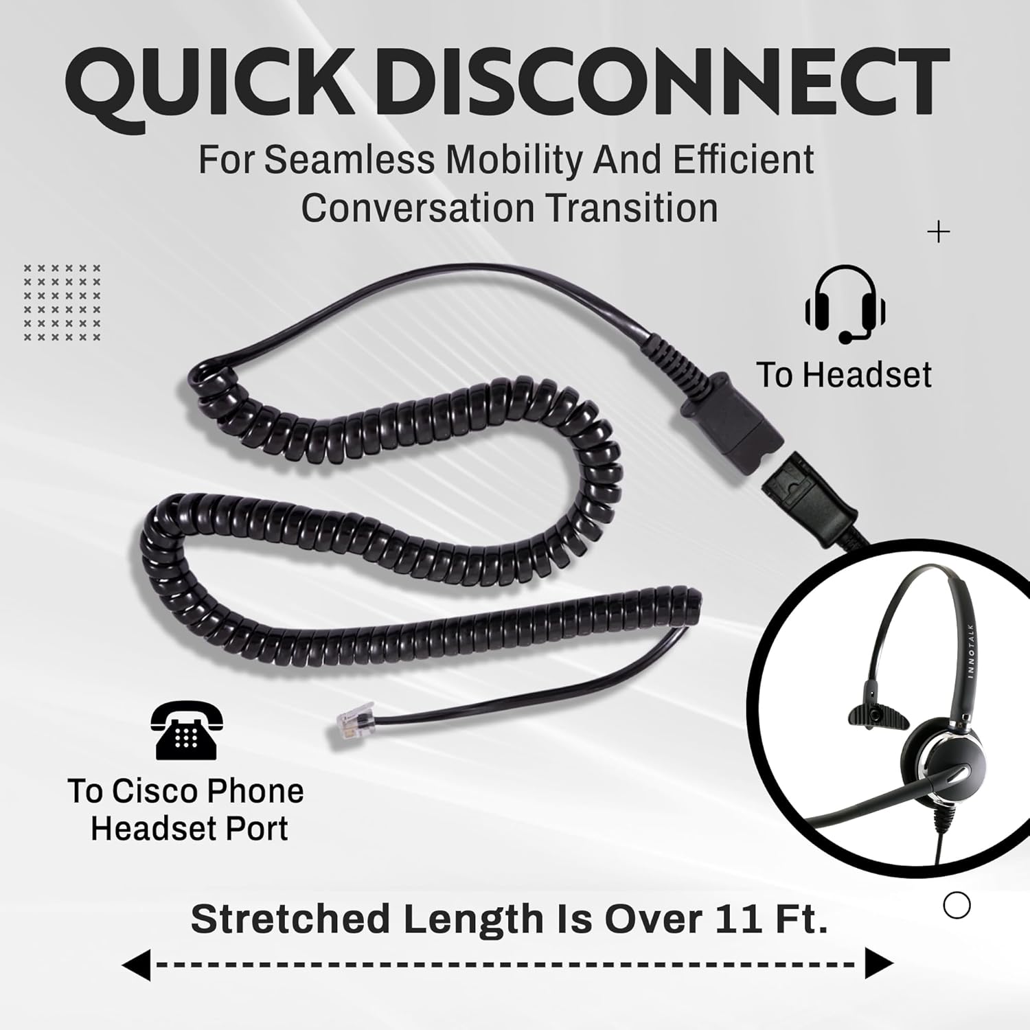 INNOTALK Headset Compatible with Cisco 7821 7841 7861 7931 7940 7941 7942 7945 etc - Professional Noise Cancel Mic Call Center Office Desk Phone Headset
