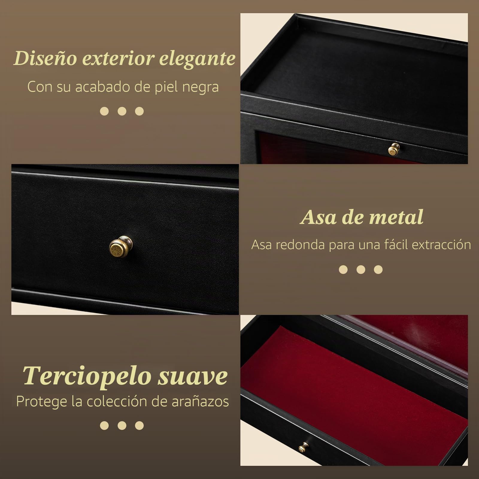 Organizador de perfume, soporte de perfume de cuero para hombre con cajón, estante para perfume con tapa transparente visible, caja de almacenamiento premium para fragancias, cosméticos y