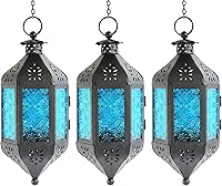 Vista 1 de Vela Lanterns Farol lámpara portavelas decorativo marroquí colgante de 11.5 pulgadas, portavelas de té para interiores y exteriores, para patio