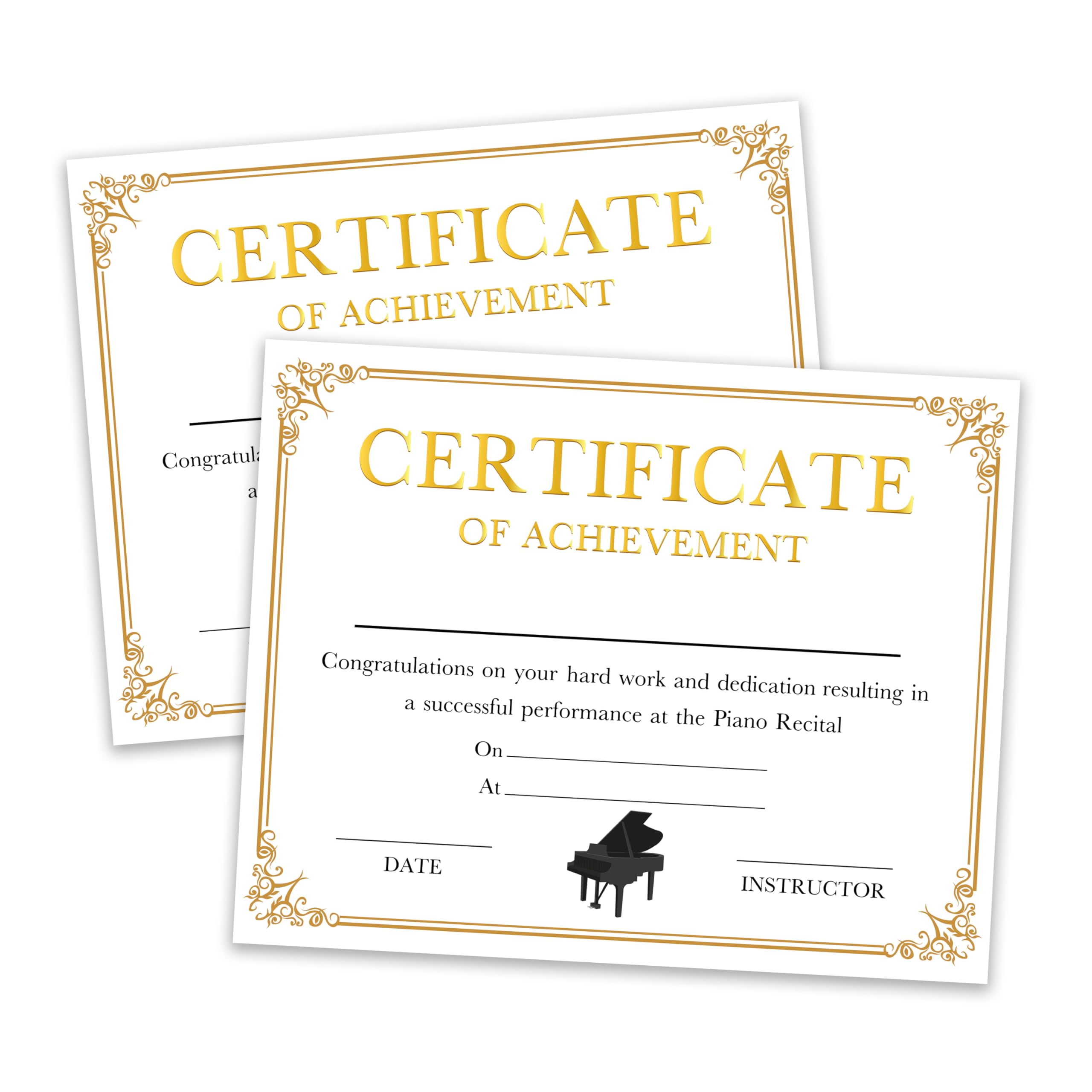Certificados de premio de logros musicales, certificados de recital de piano para estudiantes, premios de reconocimiento de lecciones de música, suministros de aula para profesores, regalos de aliento