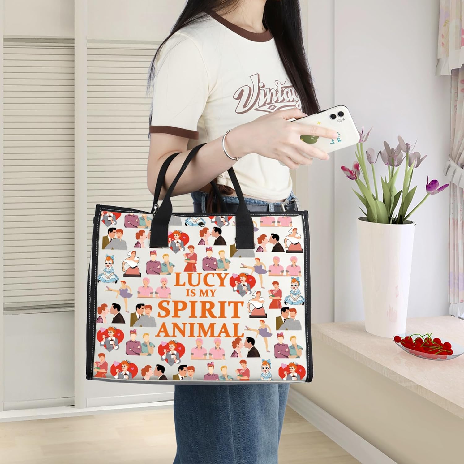 WZMPA Funny Lucy Fans Cosmetic Bag Lucy TV Show Fans Gift Lucy Is My Spirit Animal Zipper Pouch Makeup Bag For TV Series Fans (LUCY Spirit BG)