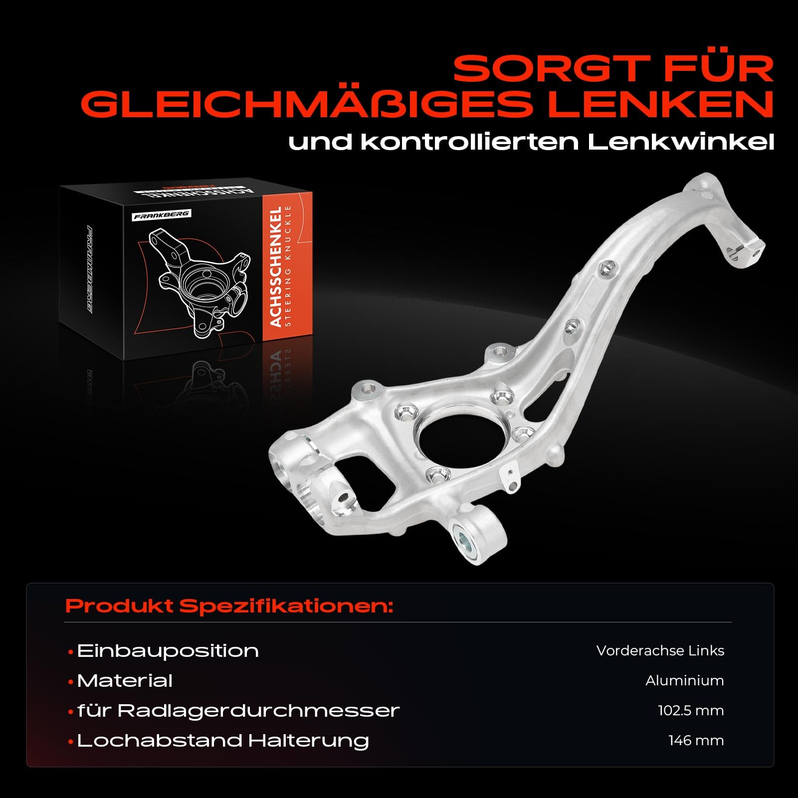 Frankberg Fuso a snodo Alloggiamento cuscinetto ruota Anteriore sinistro Compatibile con Q5 FYB FYG 2.0L 3.0L Q5 Sportback FYT 2.0L 3.0L Q5 Van FYB FYG 3.0L Replace# 80A407253C