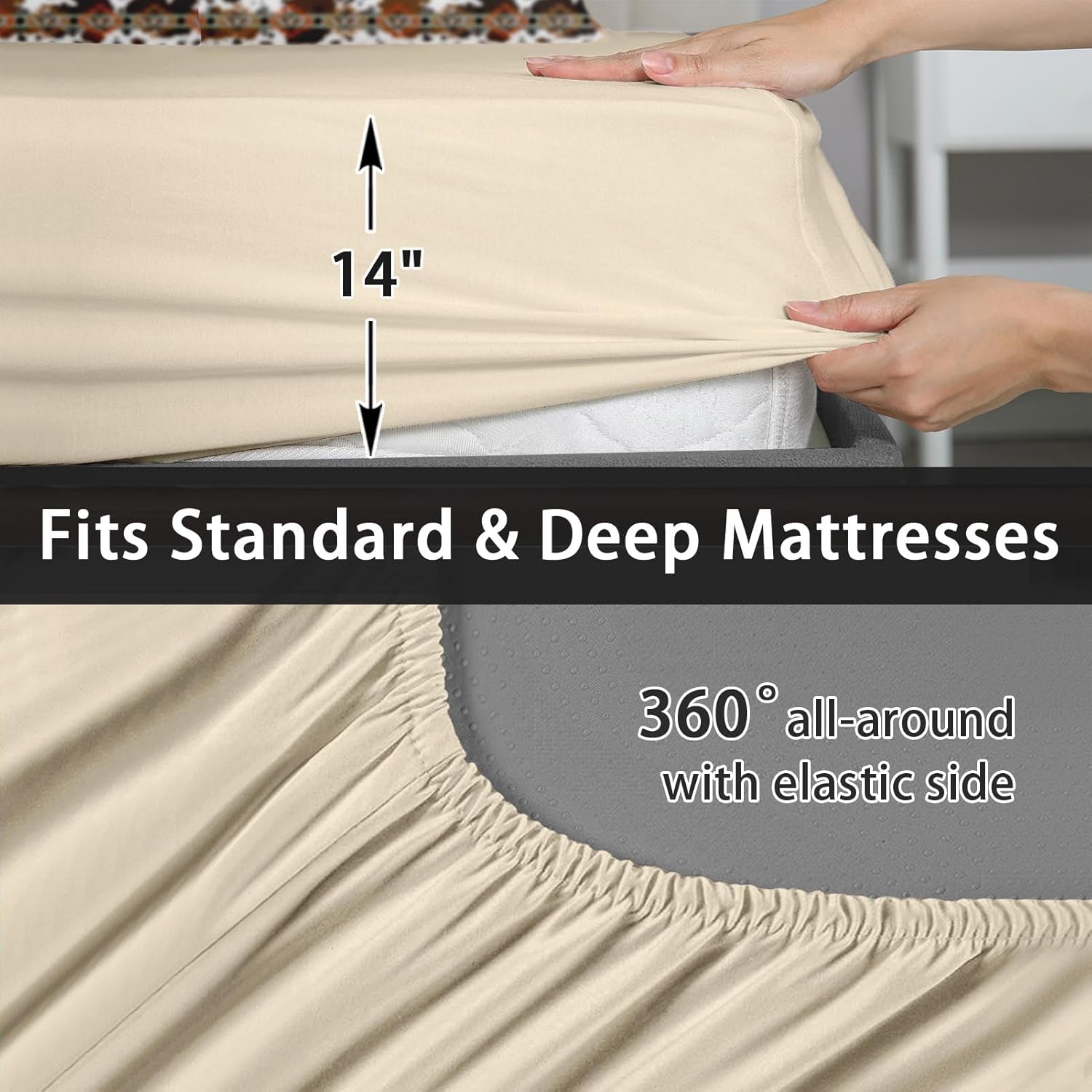 7 Pcs Full Size Comforter Set with 2 Pillowcases & 2 Shams, Cow Brown Print Bedding for Kids and Adults, Vintage Retro Bed in a Bag with Flat Fitted Sheet - Image 3