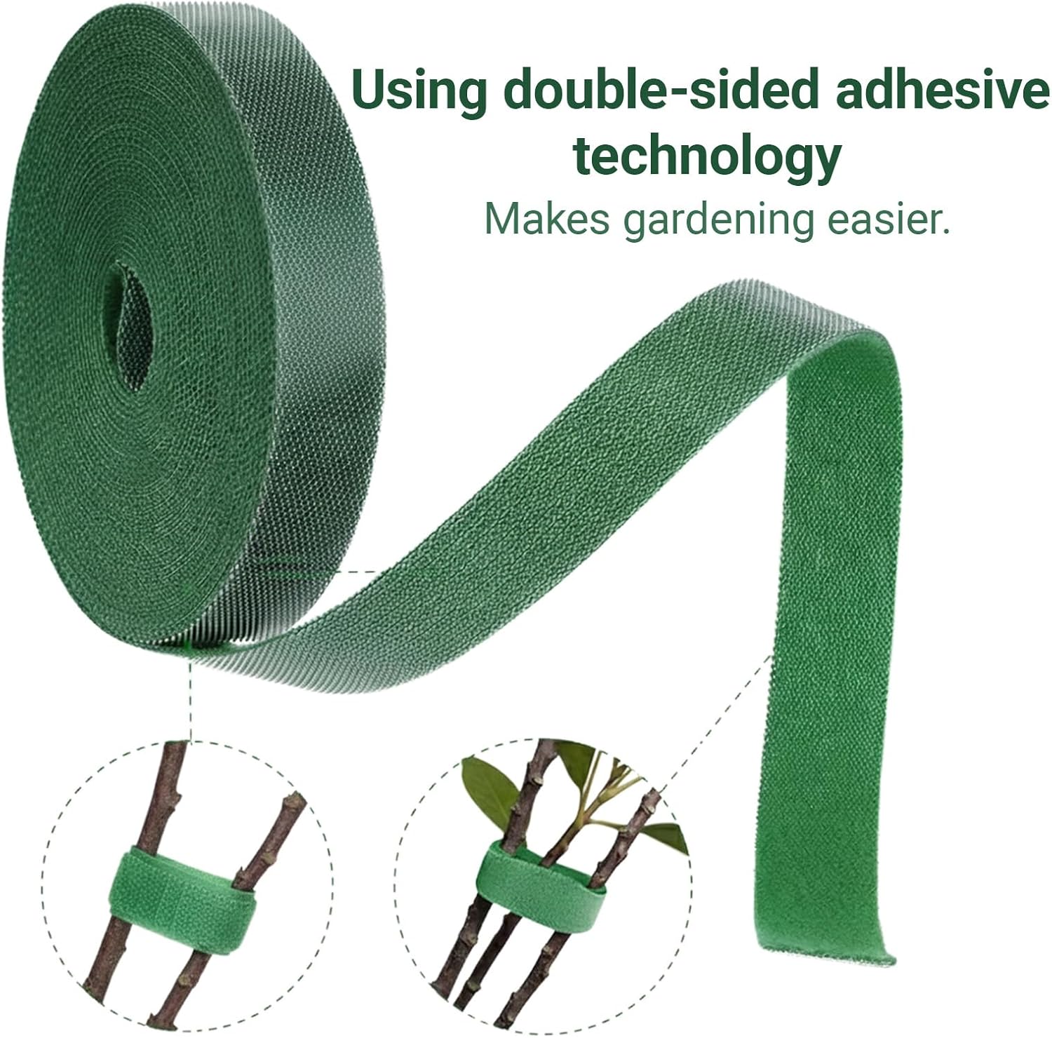 Soft Garden Cable Tie Tape-Reusable,for Climbing Plants Vines With Home Gardening Grips Effective Growing(33FT, Green)