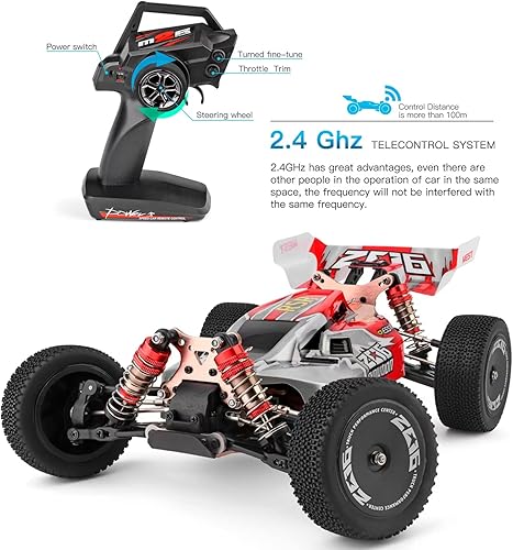 Miniatura 2 de Auto Care Wltoys RC Car 144001, batería mejorada de 3000 mAh * 2.2 mi/h de alta velocidad 1/14 2.4 GHz RC Buggy 4WD Racing Off-Road Drift Car RTR