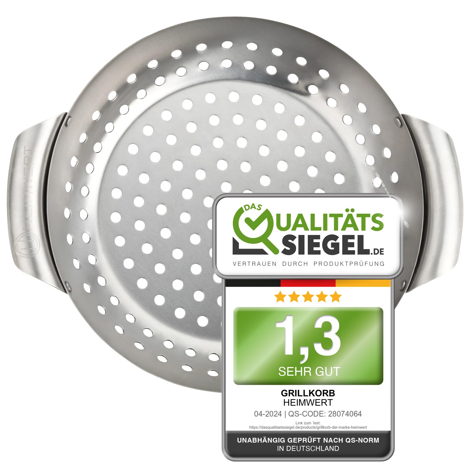 HEIMWERT Hochwertiges Premium Edelstahl Grillkorb 3er Set - Die hochrobusten und universell einsetzbaren Grillschalen - Das Original