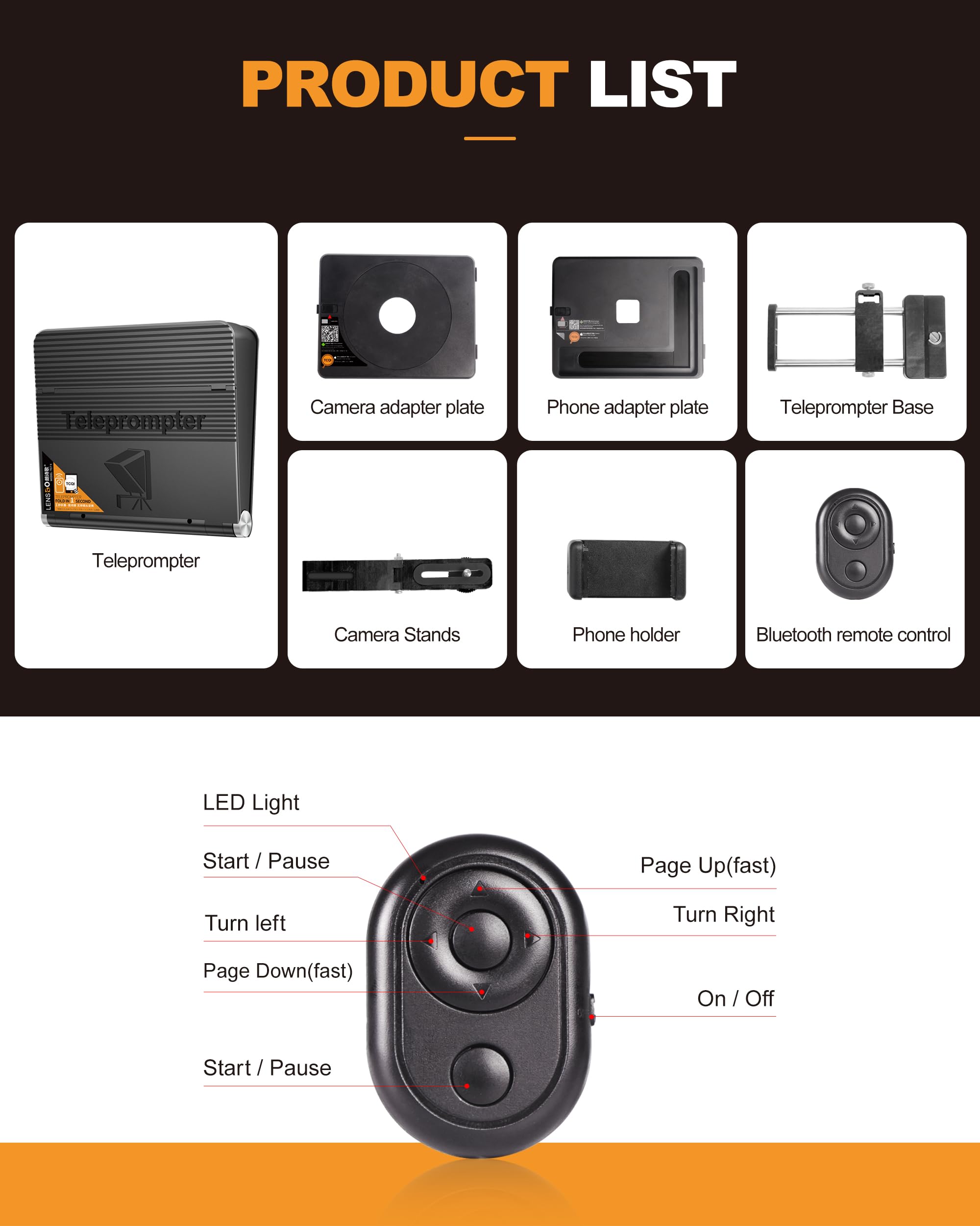 Amazon | LENSGO テレプロンプター リモコン付き 携帯電話カメラ用