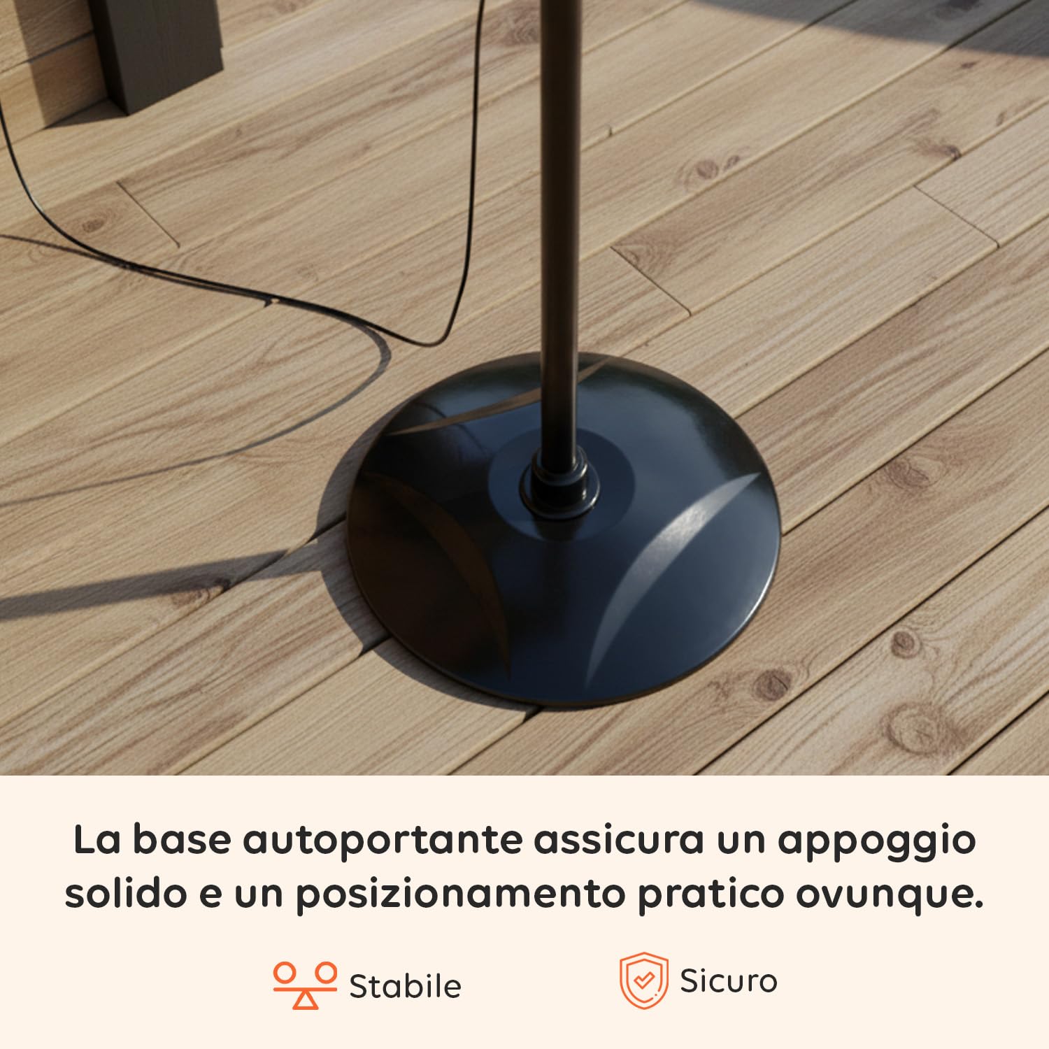 Wintem – Stufa Elettrica da Patio Verticale Ignis con 3 Livelli di Riscaldamento, Altezza Regolabile 130–200 cm, Testa Inclinabile a 45°, Riscaldamento Elettrico a Basso Consumo per Esterni