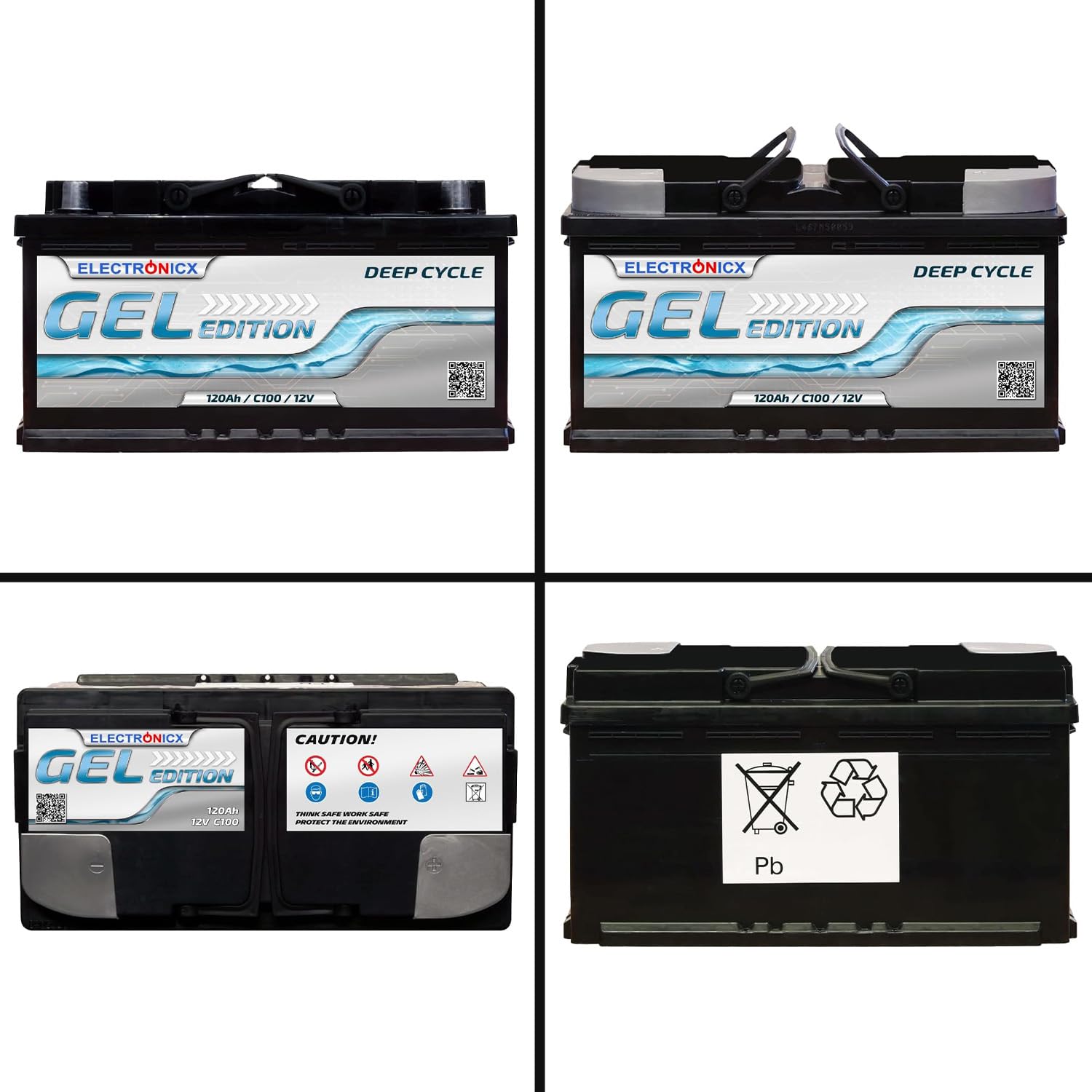 Batterie Gel Edition 120Ah Solaire, Camping-Car - Batterie 12V 120 Ah à Décharge Lente - Batterie Solaire Portable pour Panneau Solaire - Batterie.