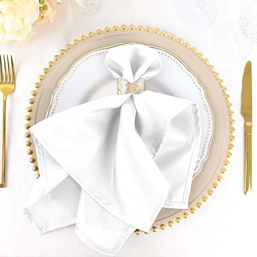 Efavormart Juego de 25 Servilletas de Tela, Servilletas de Cena Blancas Sin Costuras de 20x20 Pulgadas, Servilletas de Mesa de Lino Lavables con