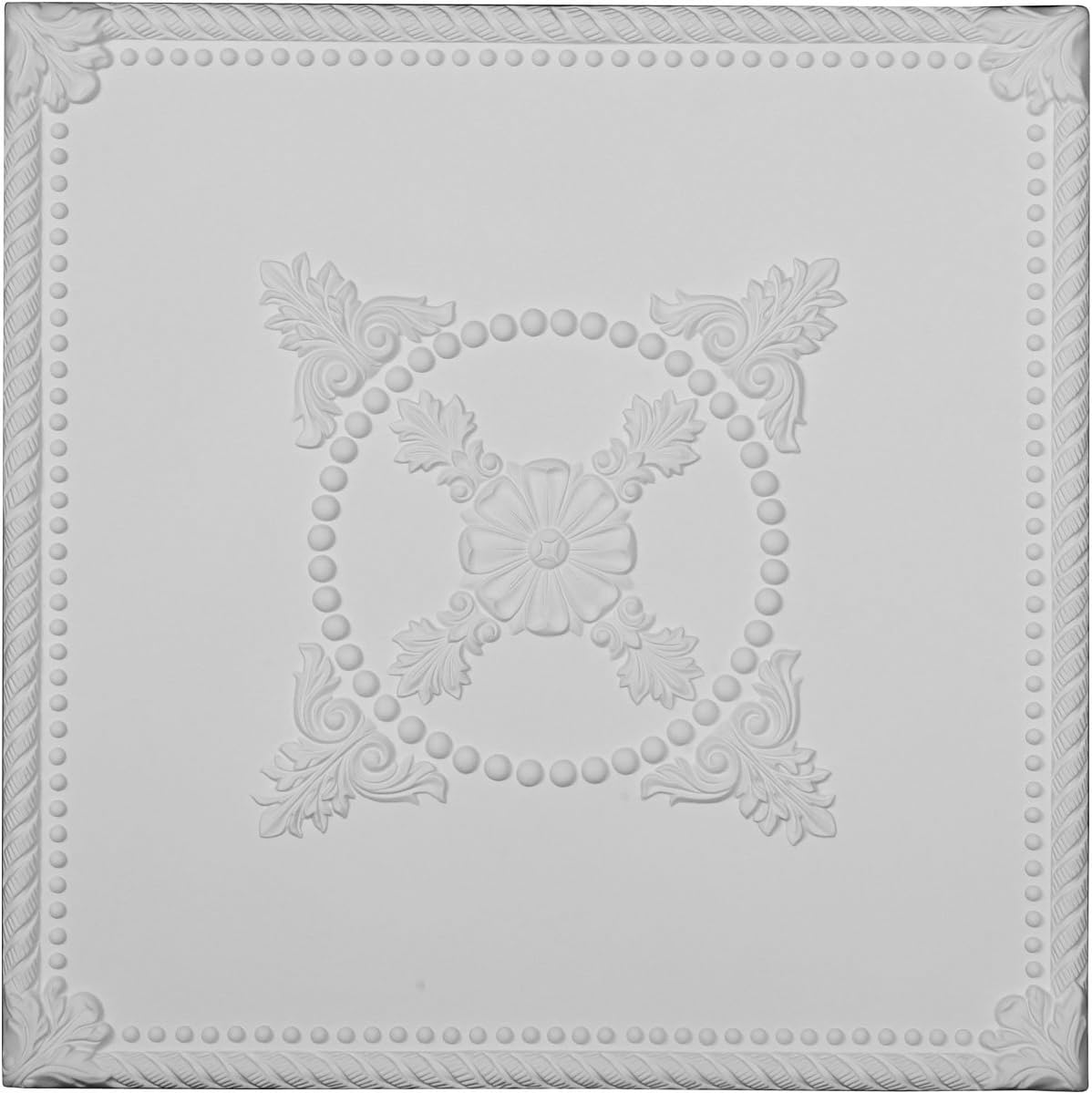 Ekena Millwork CT24X24AL Alexandria Ceiilng Tiles, 24"W x 24"H x 3/4"P , Primed