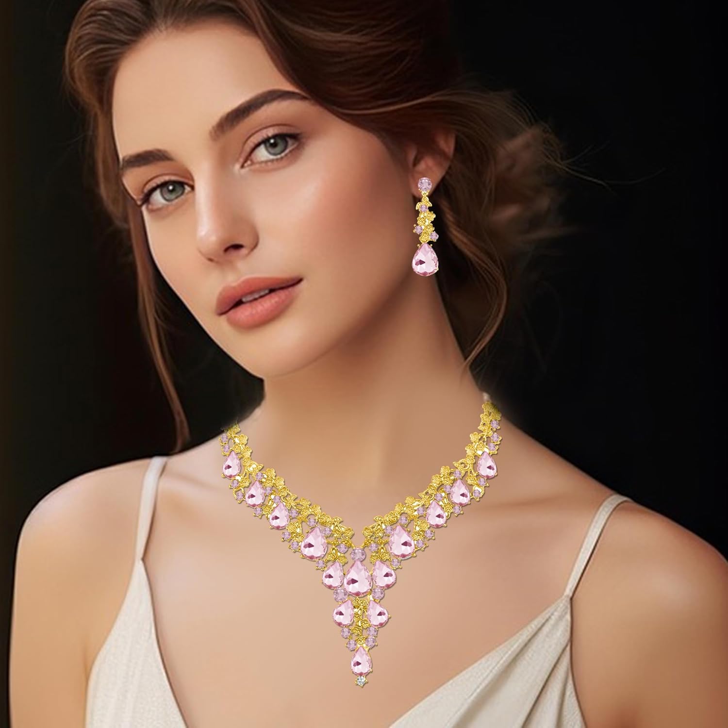 Wedding Bridal Bridesmaid Austrian Crystal Rhinestone Jewelry Sets Statement Choker Necklace Earrings Bracelets Sets for Wedding Party Prom - Image 2