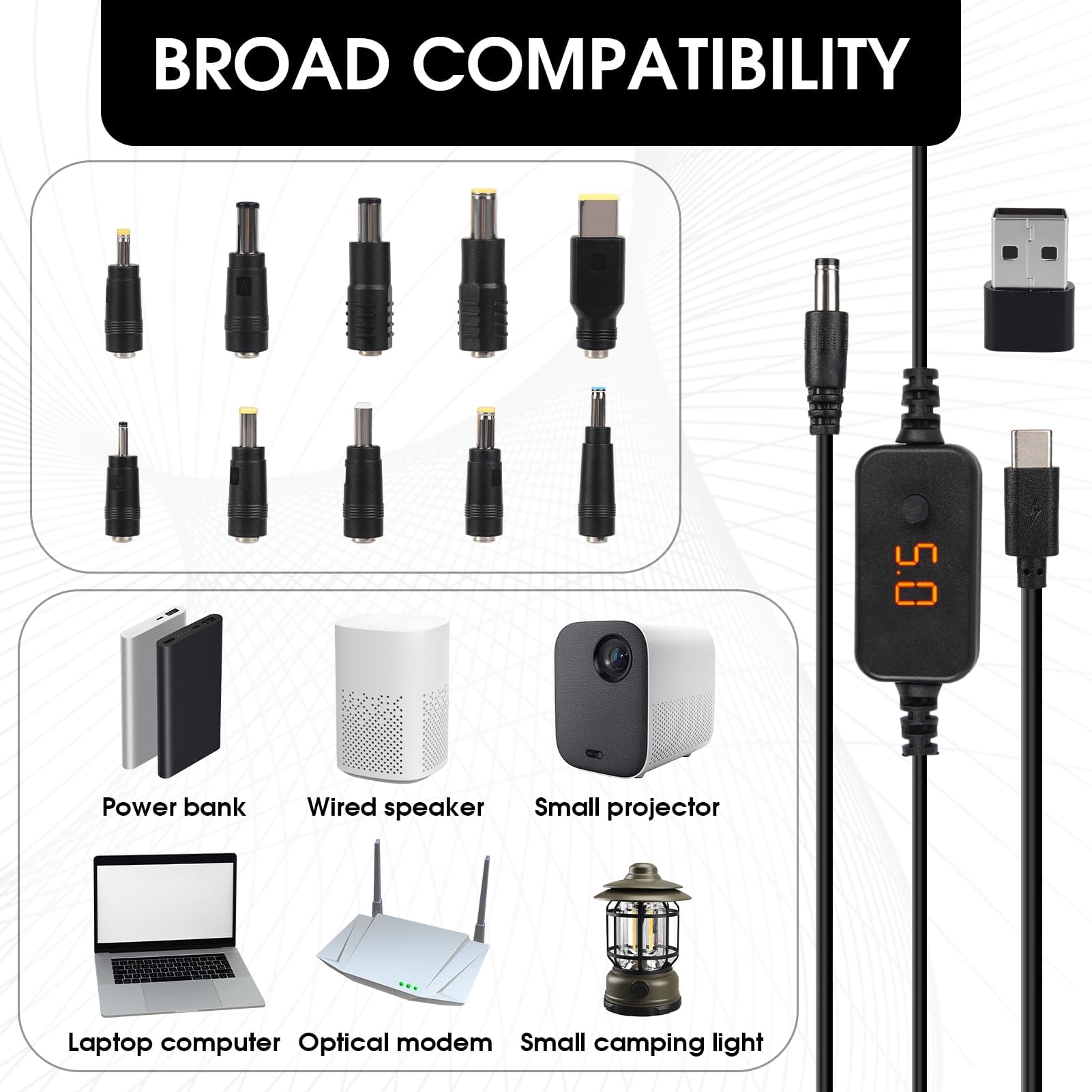 Câble Adaptateur D'alimentation Mâle Vers DC5521 - Sortie 12V, Pour Connecter Une Alimentation ATX Standard