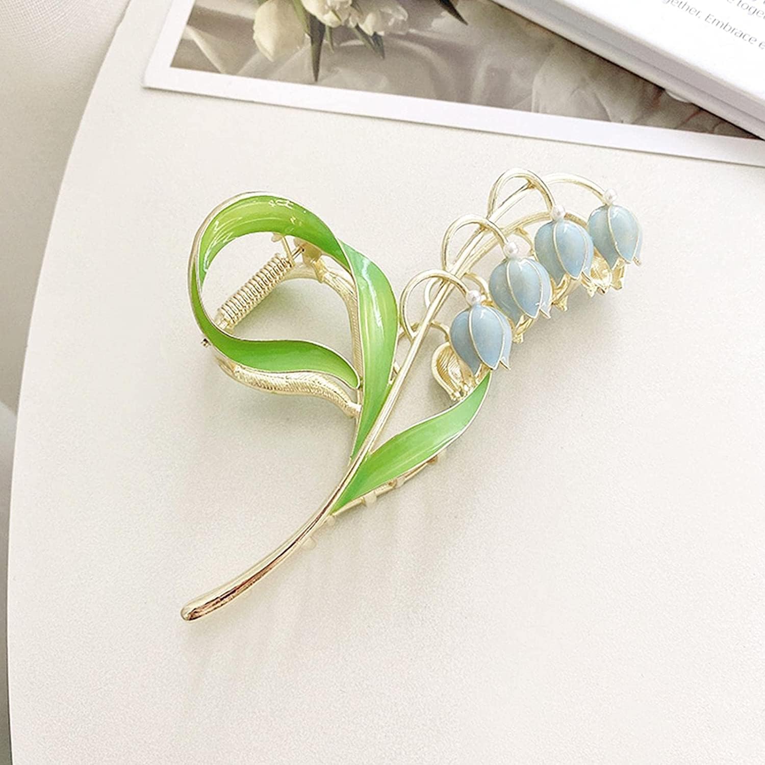 4 Pcs Lily of The Valley Flower Hair Clips, Orchid Hair Clamps, Metal Hairpin, Lily Flower Jaw Clamp Hair Styling Hair Accessories for Thick Thin Hair, Women Hair Clips - Image 3