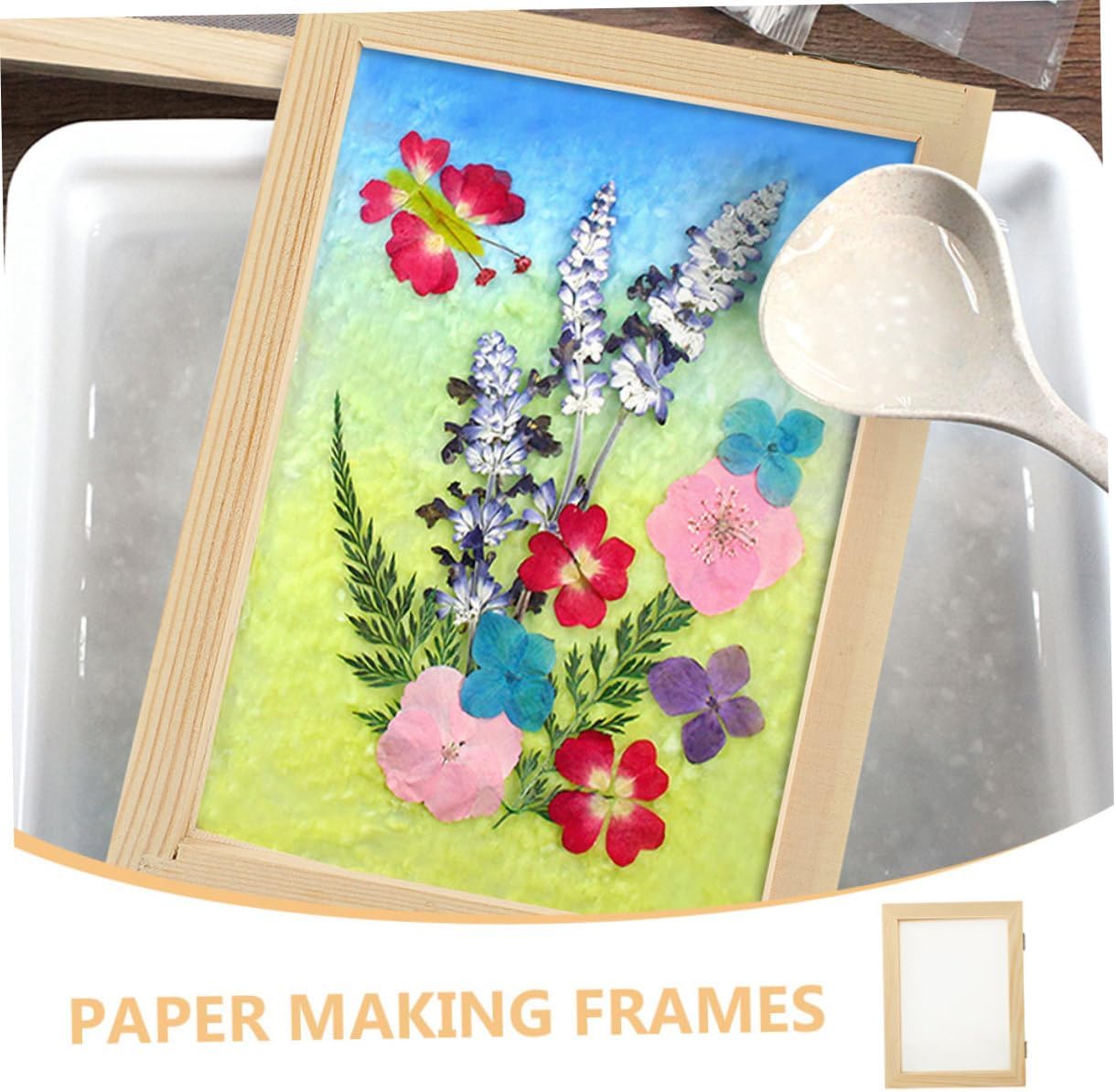 NUOBESTY 2pcs Wooden Paper Making Screen Kit Paper Craft Frame for Boys and Girls Adults Beginners Professionals DIY Making Tool Pine Frame
