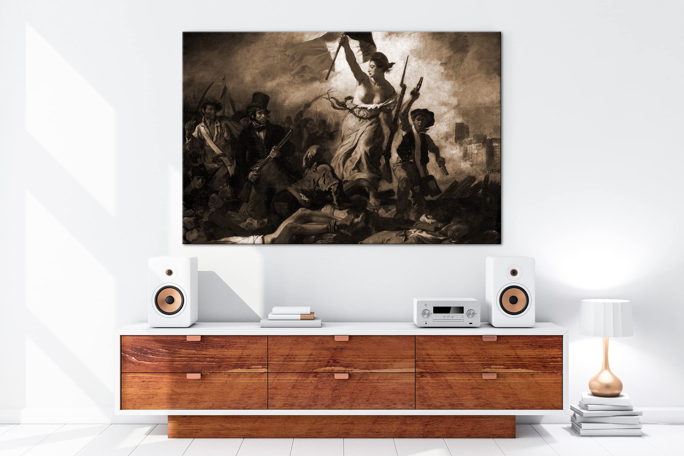 Revolution française Format : 120 x 80 cm - Effet : Sepia sur toile - Motif encadré sur un cadre en bois véritable - Impression numérique de qualité supérieure - Pas de poster ni d'affiche