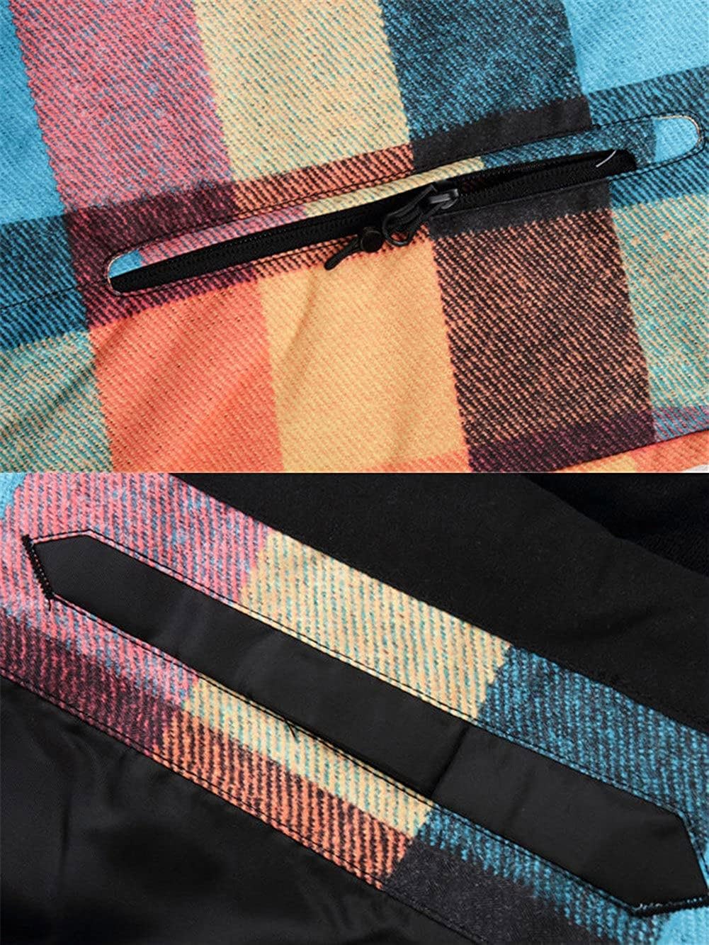 HOTIAN Chaqueta de esquí de snowboard para mujer de alto viento, colorido chaqueta de nieve pantalones