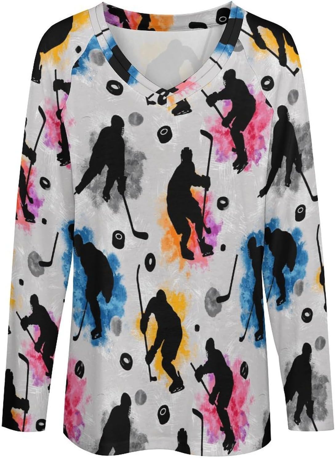 Pool Game Long Sleeve Shirts for Women V Neck Womens Tops Casual