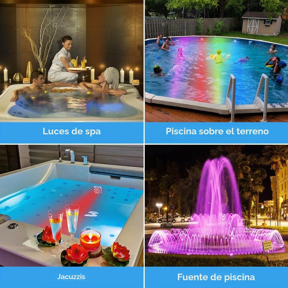 Vicloon Luces LED Sumergibles Recargables, 2PCS Luces LED Piscina Desmontable con Mando, Impermeable IP68, RGB Cambiante Bajo el agua Luz para Fiesta Florero de Navidad Tina de