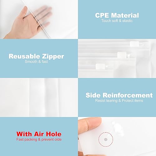 Miniatura 3 de Bolsas de embalaje para camisetas, 50 bolsas de plástico transparente con cremallera de 12 x 16 pulgadas para ropa, camisetas, camisas, toallas,