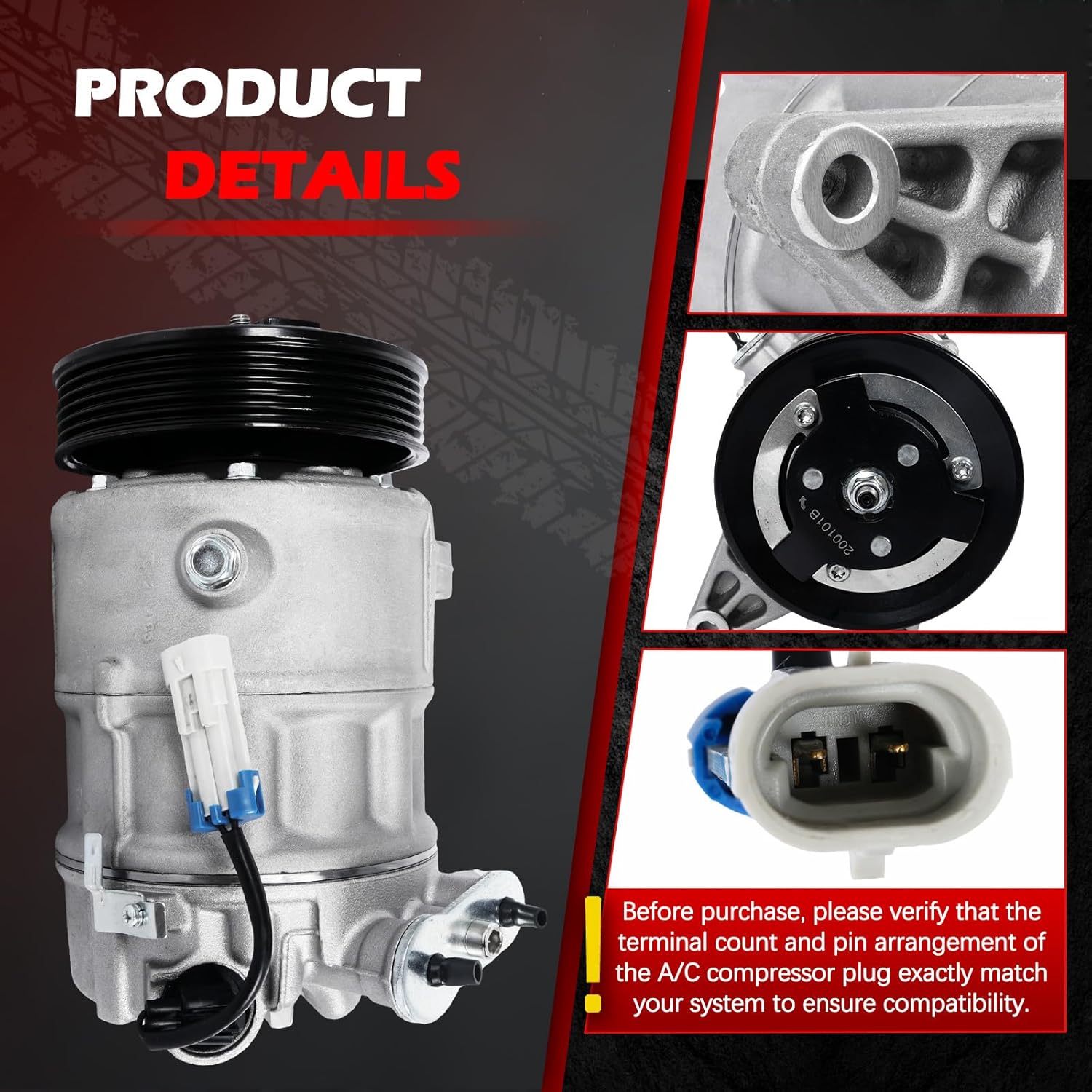 AC Compressor Fit for 9-4X 2011 3.0L, for Allure 2010 3.0L 3.6L, LaCrosse 2010 3.0L, LaCrosse 2010-2011 3.6L, SRX 2010-2011 3.0L, Air Conditioning Compressors with Clutch Replace for 98565