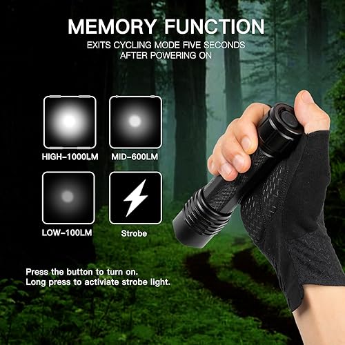 Miniatura 4 de KunHe Linterna recargable de alto lúmenes, linterna de servicio con funda para cinturón, luz de flash táctica LED brillante con 4 modos, resistente