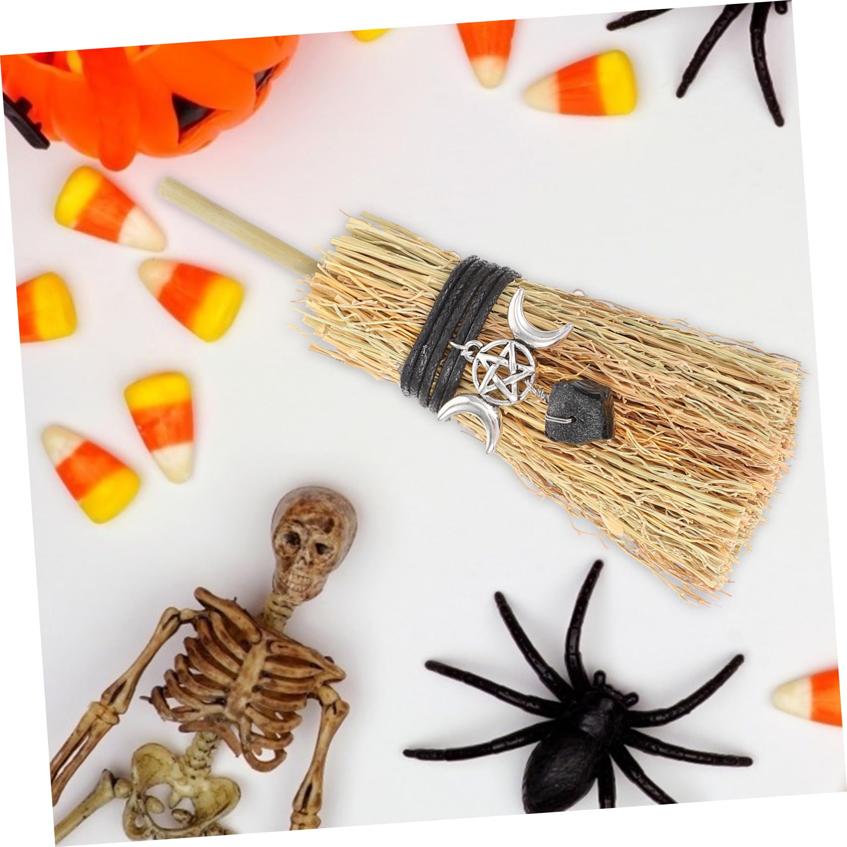 LALAFINA Witch Broom Ornament Mini Halloween Pattern Party Supply for Halloween Decor