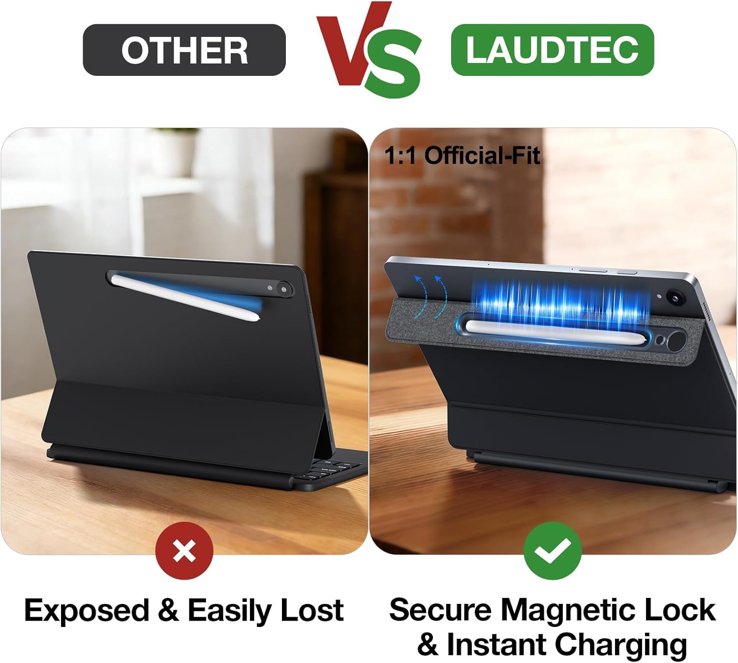LAUDTEC Magic Keyboard Case for Samsung Galaxy Tab S11/S9 11inch,S10Lite/S10FE /S9FE 5G 10.9" Floating Cantilever Stand with Multi-Touch Trackpad & LED Display & S Pen Holder & 7-Color Backlit,Black