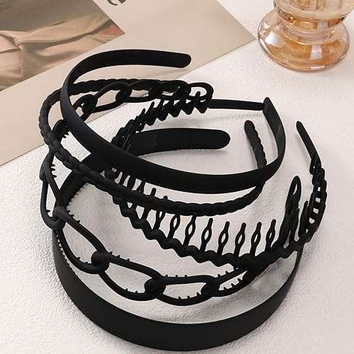 Miniatura 4 de MHDGG Bandas de plástico para el cabello con dientes, 5 piezas antideslizantes para el cabello, accesorios para el cabello, diademas deportivas al