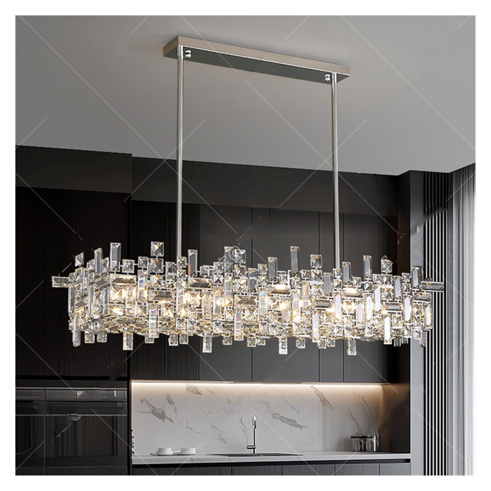 Generico Lampadario, Lampadario di cristallo for decorazioni domestiche moderne, lampada a sospensione for scale, lampade a for soggiorno, illuminazione for interni(A style 150cm,Warm White)