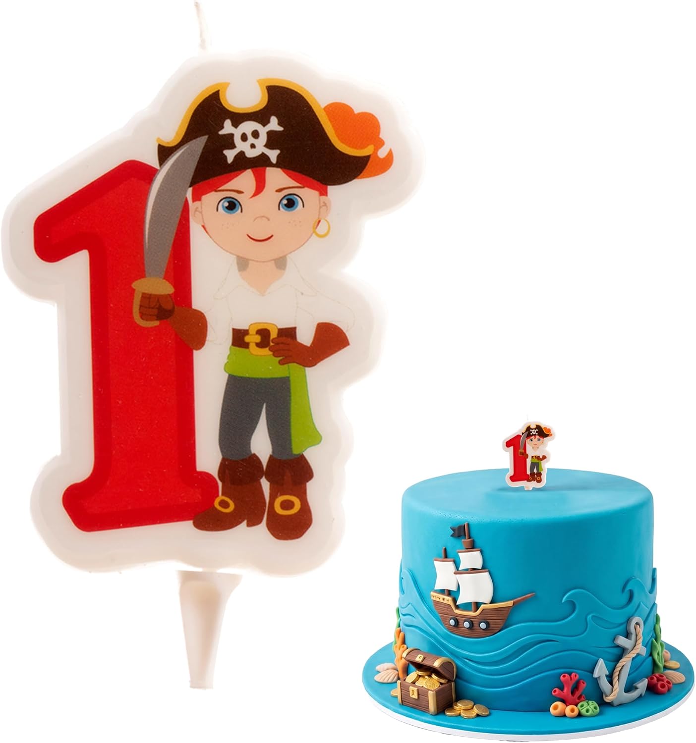 Dekora - Pirate 2D Birthday Candle for Children's Cake - Number 1 (345255)