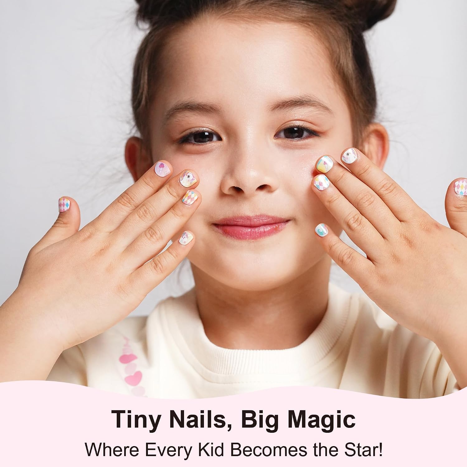 DANNI & TONI Kids Gel Nail Strips Unicorn Rainbow Moon and Stars Salon-Quality Peel & Stick Manicure for Children (Age 6+)– Safe, Long-Lasting, Easy to Apply | Unicorn Dash