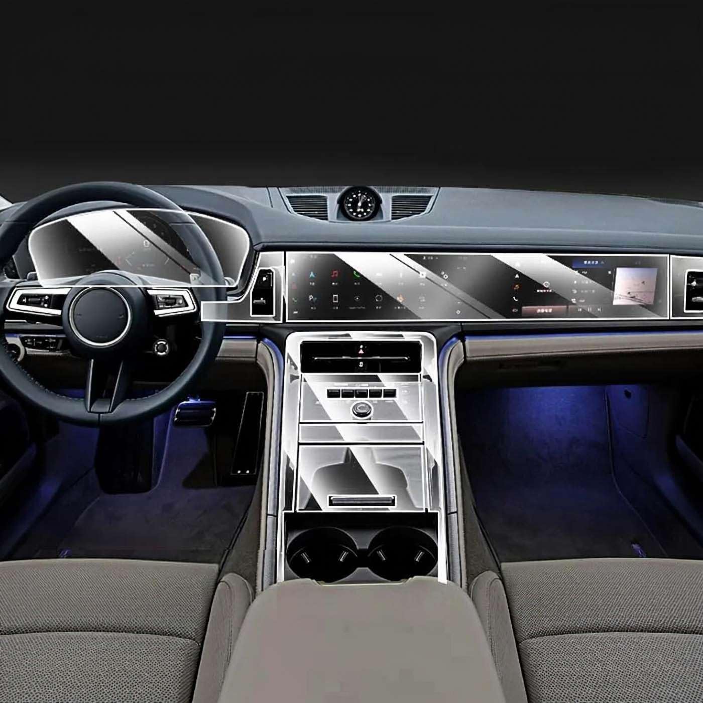 Car Interior Center, for Panamera 2024 Console Media Dashboard Navigation TPU Protector Film Sticker Anti-Scratch