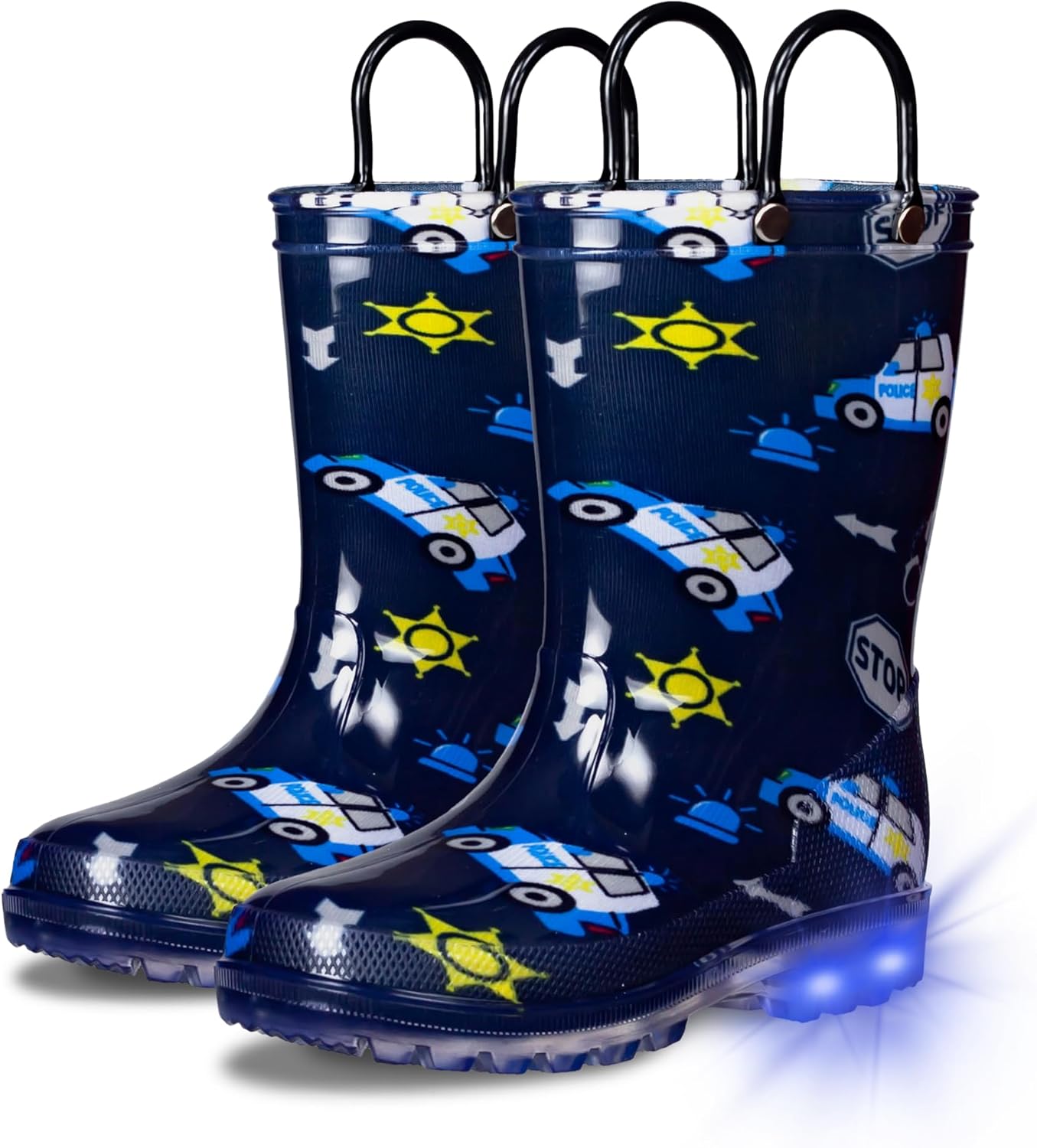 GAWBAW Toddler Rain Boots - Waterproof Glitter Light Up