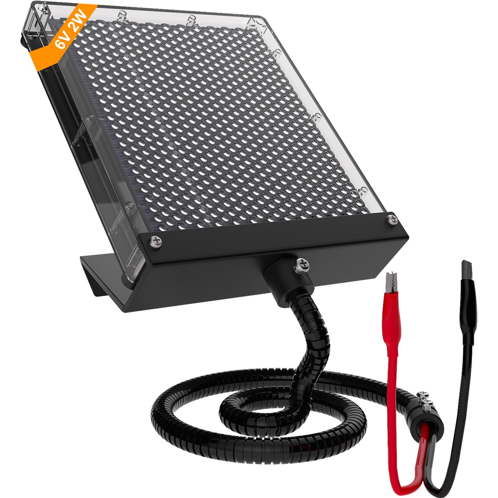 SOLPERK Solar Panel for Deer Feeder 6V 2W, Black Waterproof Solar Battery Charger Deer Feeder Battery with Mounting Bracket and Alligator Clips Solar Panel 6 Volt-image-49