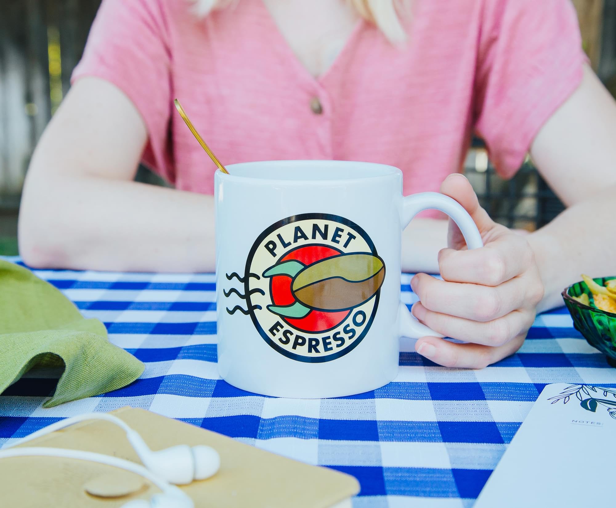 Silver Buffalo Futurama Planet Espresso - Taza de cerámica para té, cacao, bebidas, capacidad para 20 onzas