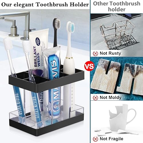 Miniatura 3 de Portacepillos de dientes para baño, organizador de encimera, juego de soportes eléctricos para cepillos de dientes, 5 ranuras para cepillos de